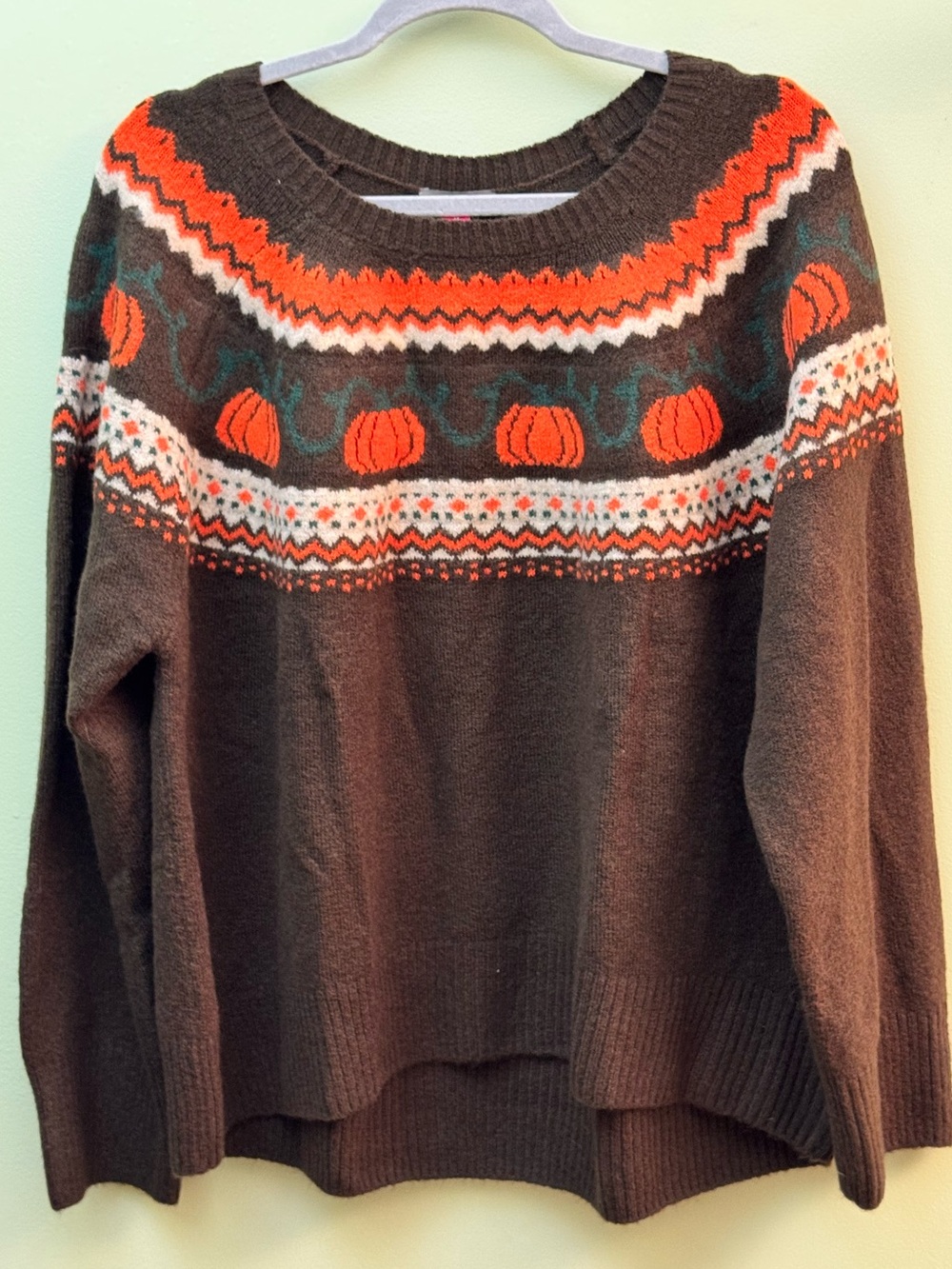 Women’s Vince Camuto fair isle pumpkin sweater fall Halloween